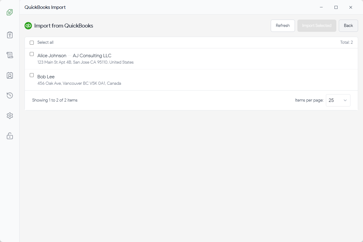 Importación QuickBooks
